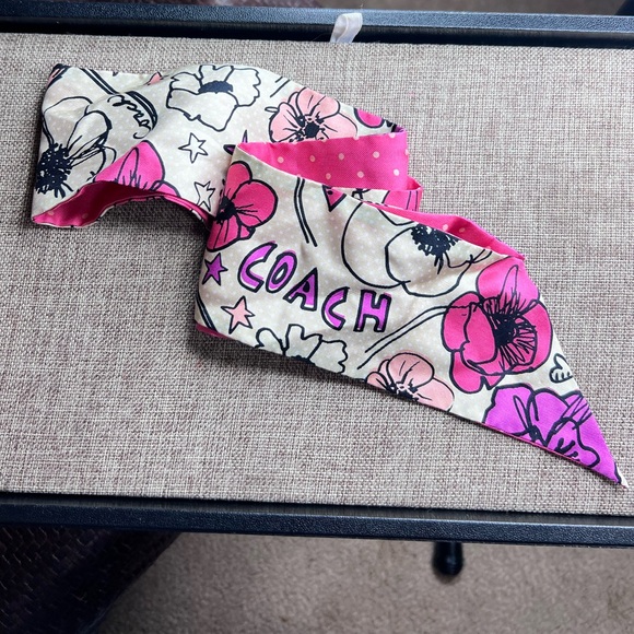 Coach Handbags - Authentic Coach Pink Skinny Scarf | 100% Silk Bag Scarf